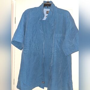 Quiksilver Waterman Collection Shirt Mens XXL Blue Comfort Fit Short Sleeve